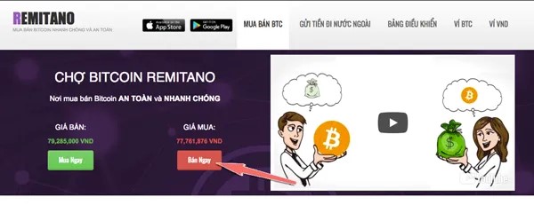 Bán bitcoin trên remitano