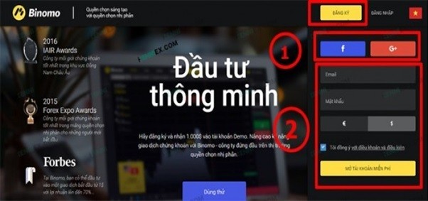 đăng kí binomo