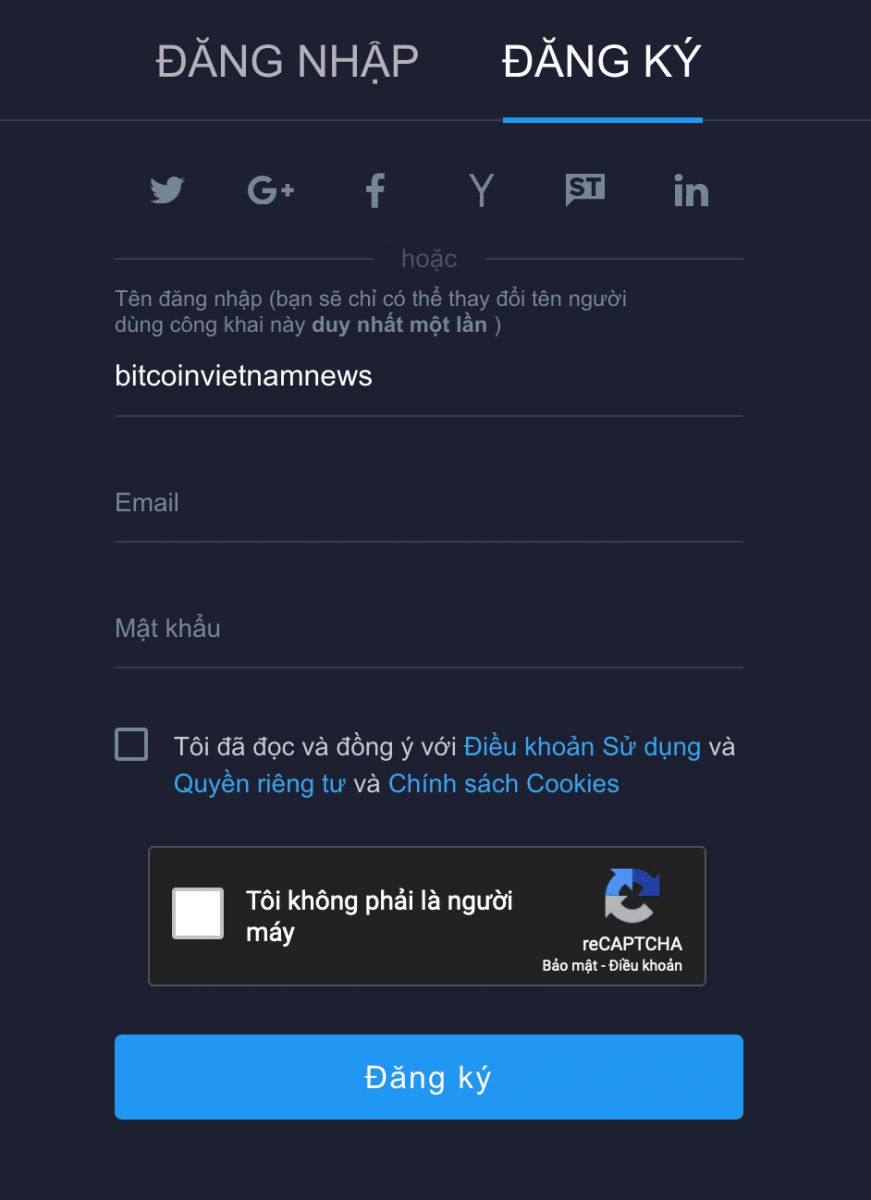 Cách đăng ký tạo tài khoản trên tradingview