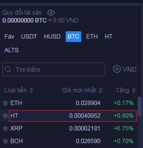 Thị trường giao dịch sàn Huobi